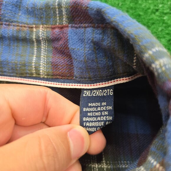 Wrangler Shirt Mens 2XL Plaid Flannel‎ Button Up Long Sleeve Western Cowboy - Picture 6 of 7